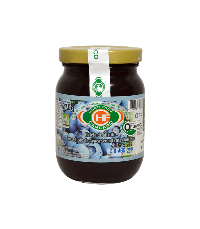 Geleia de Mirtilo (blueberry) sem açúcar Orgânica 270g - Carraro - Empório  Cazarini